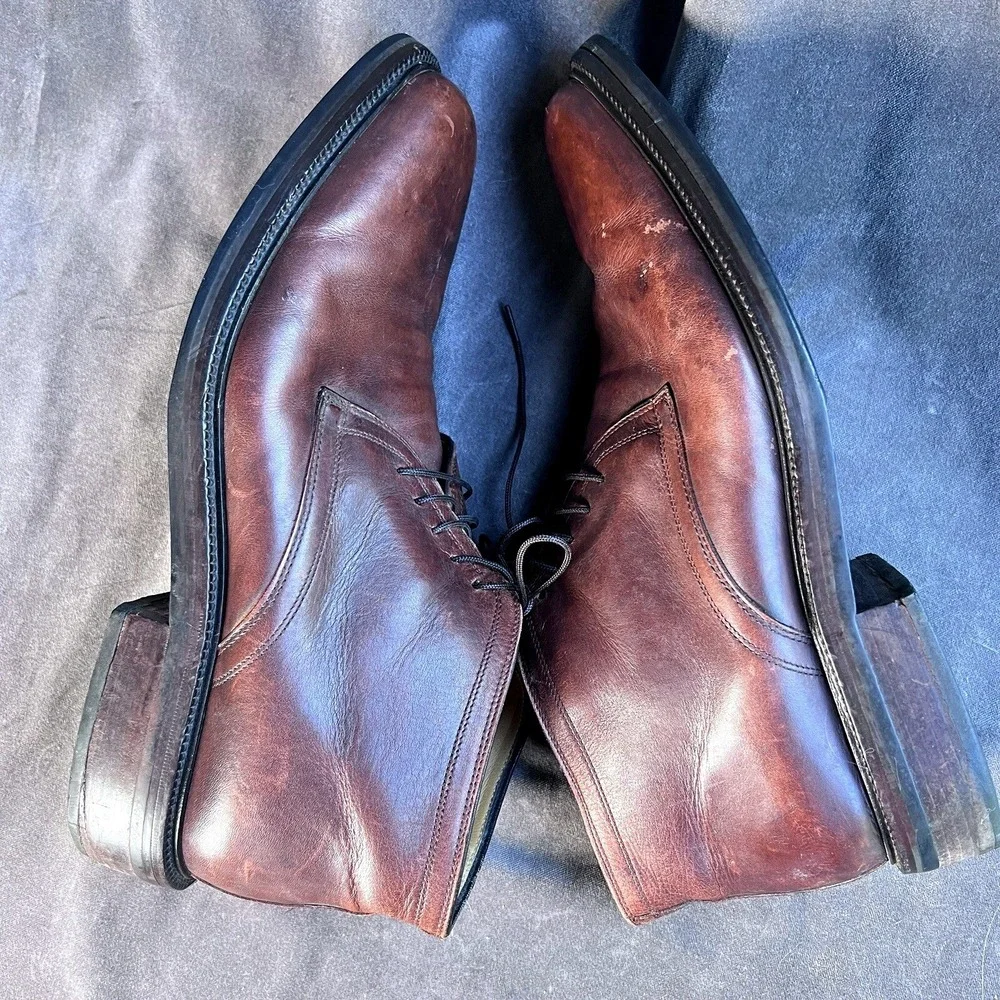 Cole Haan Mens 12 Short Boot Brown Tie‎ Up Ankle Boot Leather Brown 12